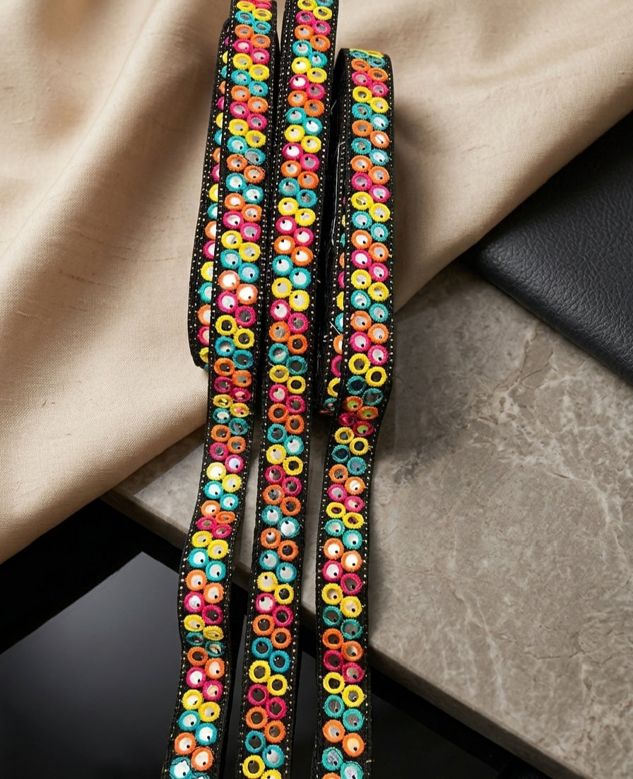 Double Line Sitara Lace – Multi Color | 8 Yards