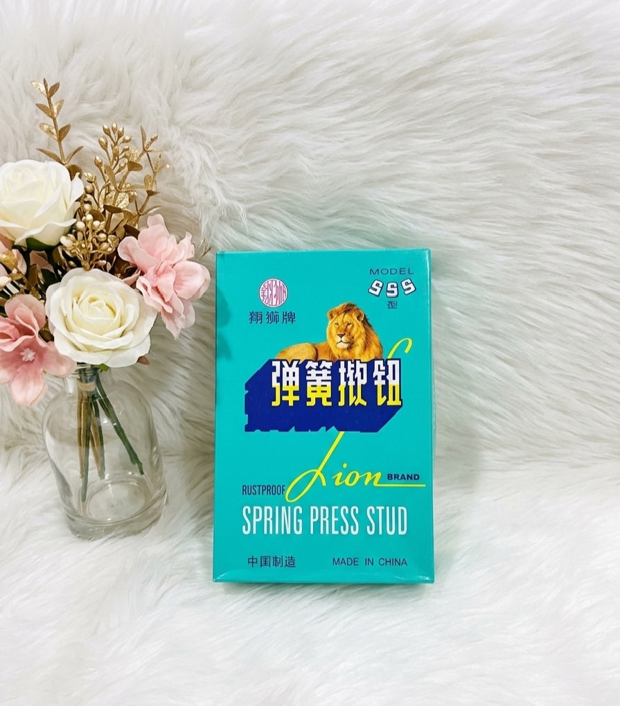 Big Lion Spring Press Stud Buttons | 8 Sets Box