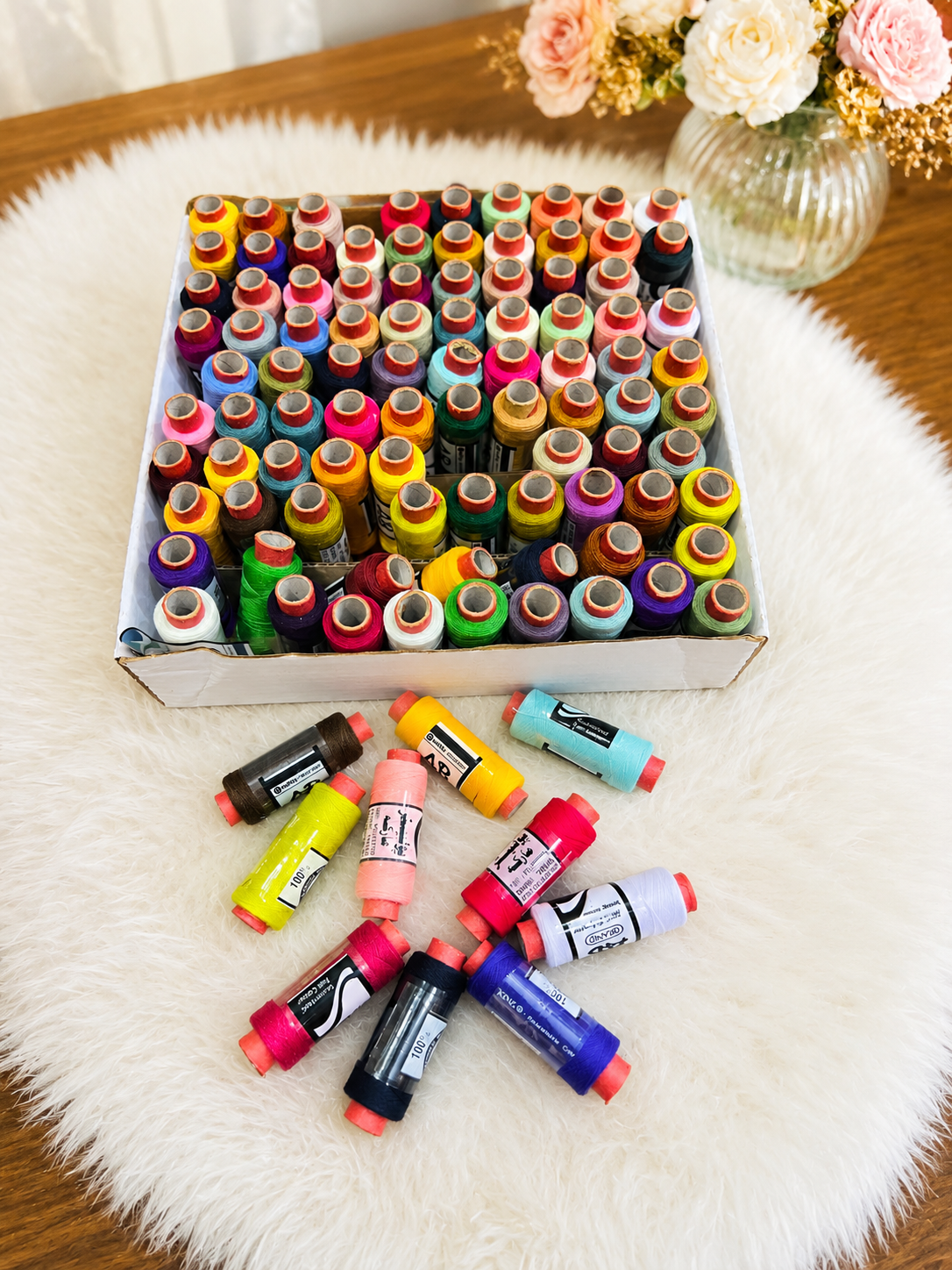 100 Pcs Premium Sewing Thread Multi Spools Box