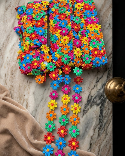 Multicolor Flower & Pom Pom Lace Designer Bundle - Special Combo Offer