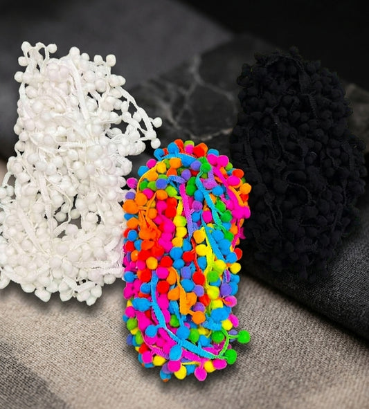 Decorative Ball Bunch Roll – White, Black & Multi Color 15 Yard