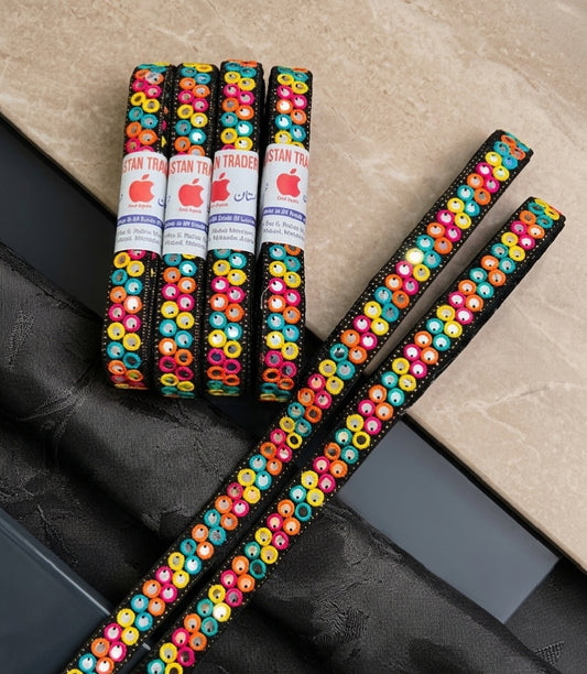 Double Line Sitara Lace – Multi Color | 8 Yards