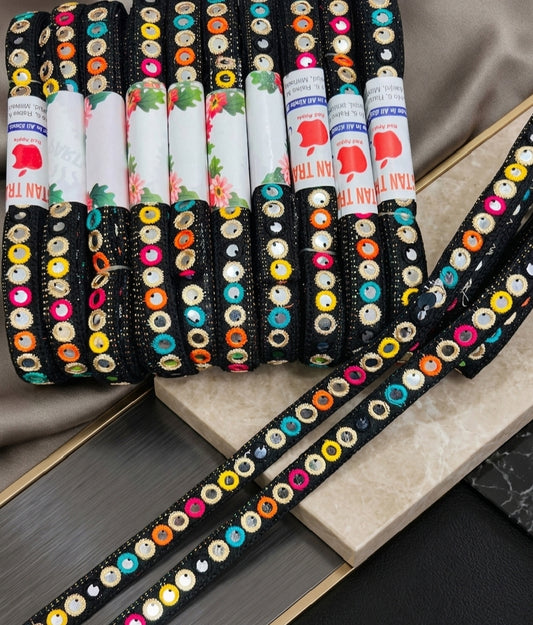 Single Sitara Lace – Multicolor Decorative Trim | 8 Yards Roll