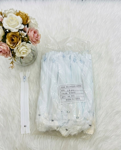 Small Sewing Zippers | Black & White | 100 Pieces Pack