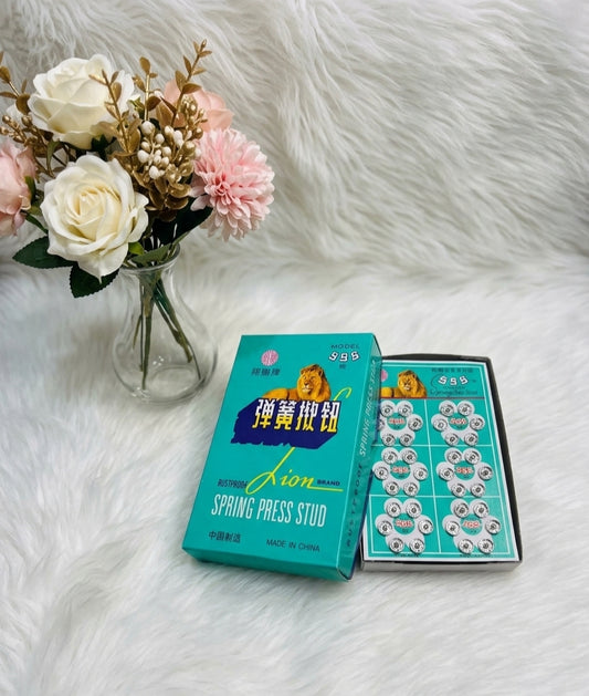 Lion Spring Press Stud Buttons | 8 Sets Box