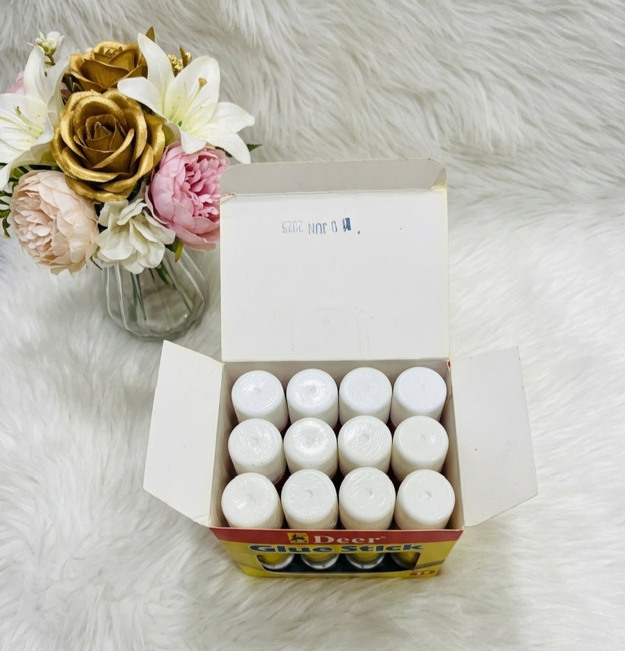 Deer Glue Stick Box – 12 Premium Washable Glue Sticks for School, Office & Craft