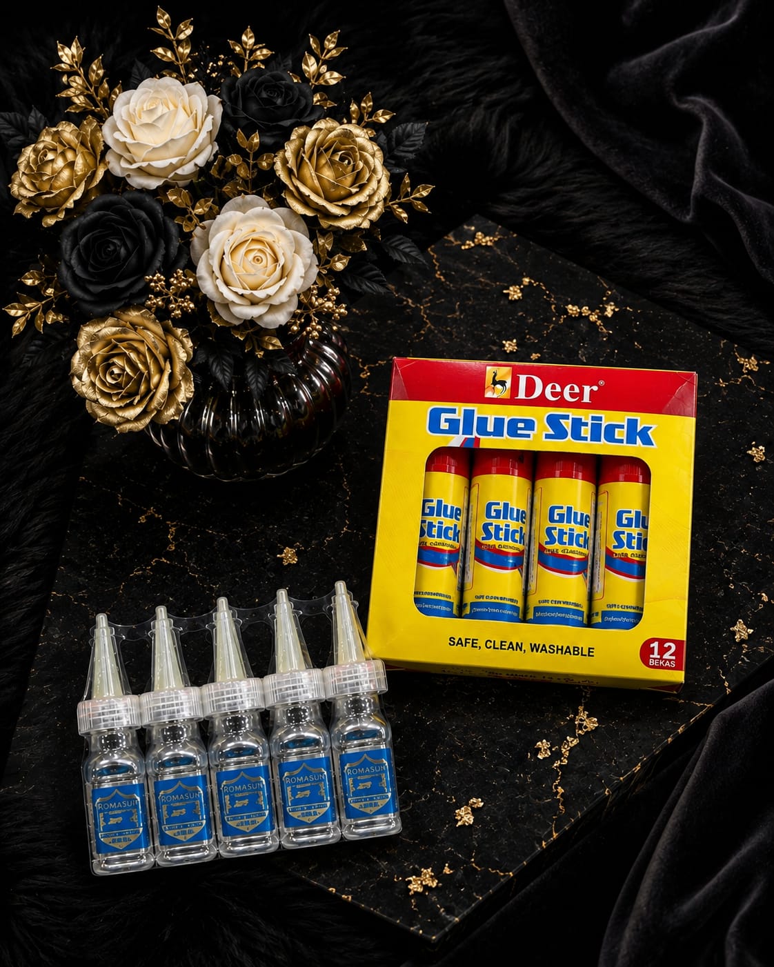 Craft & Maintenance Utility Pack (Deer Washable Glue Stick Box + Sewing Machine Oil Set) - Special Combo Offer