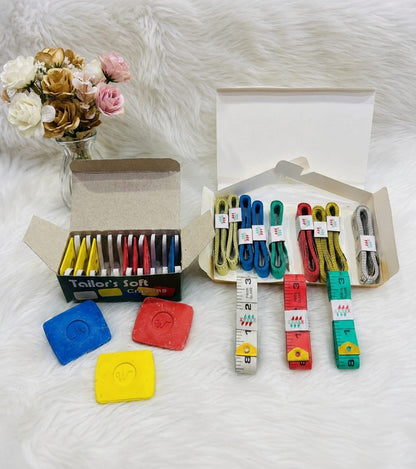 Tailoring Measurement & Marking Set (Flexible Inch Tape Box + Tailor Chalk Box) - Special Combo Offer