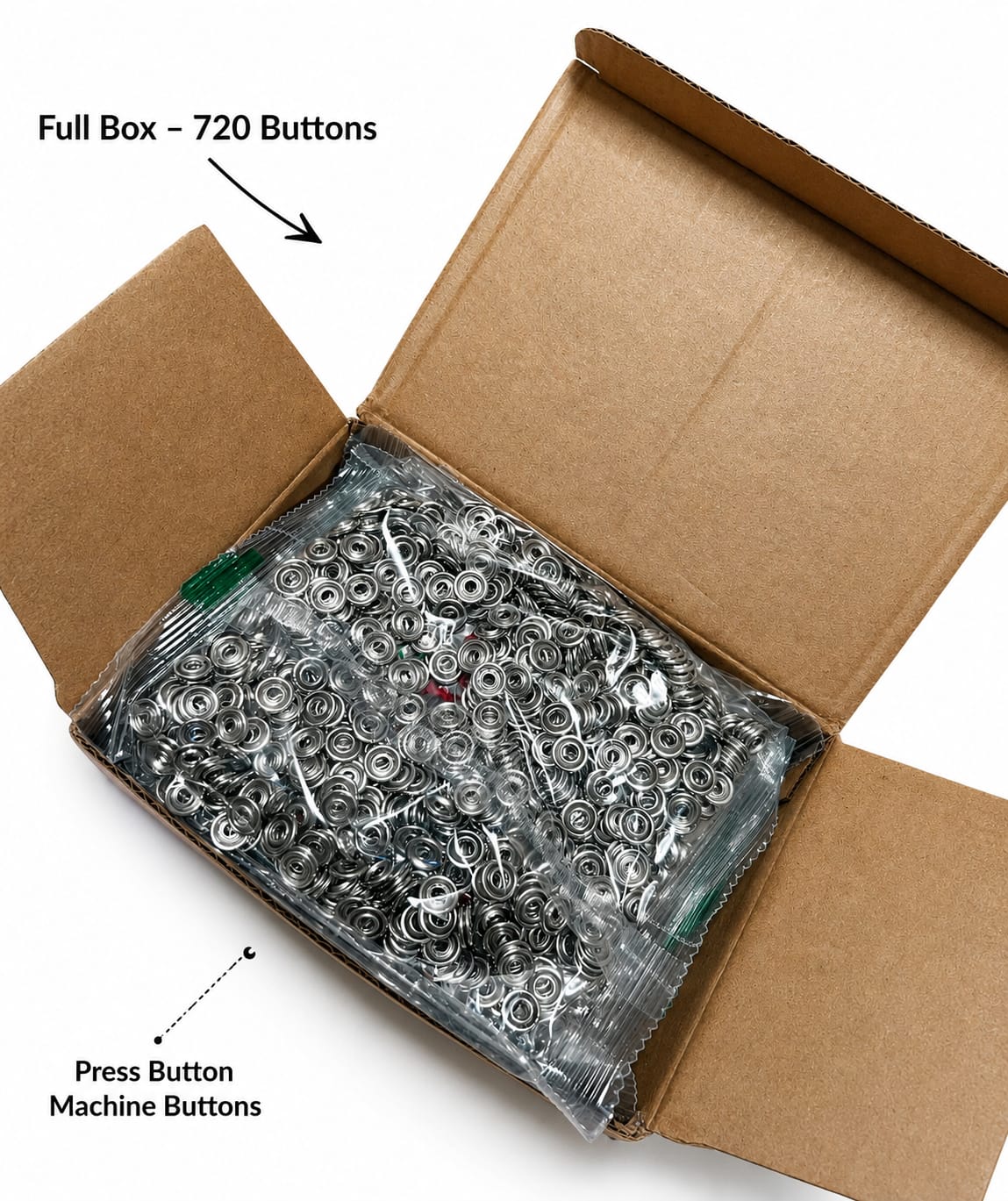 720 Pieces Snap Fastener Buttons Full Box Set