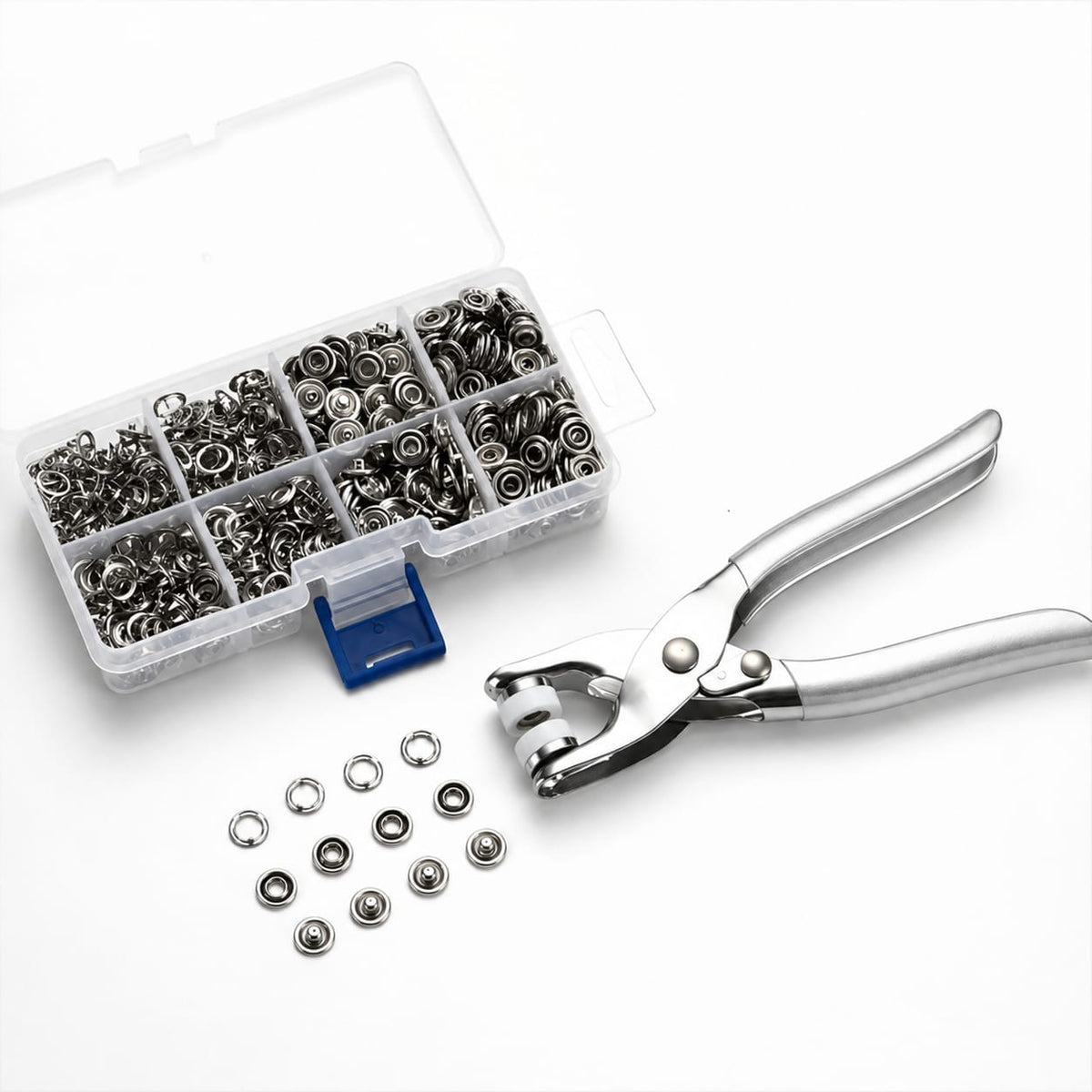 Heavy Duty Titch Button Attaching Plier with Lock & Open Design