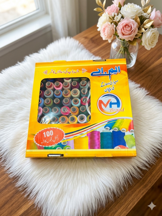 100 Pcs Premium Sewing Thread Multi Spools Box